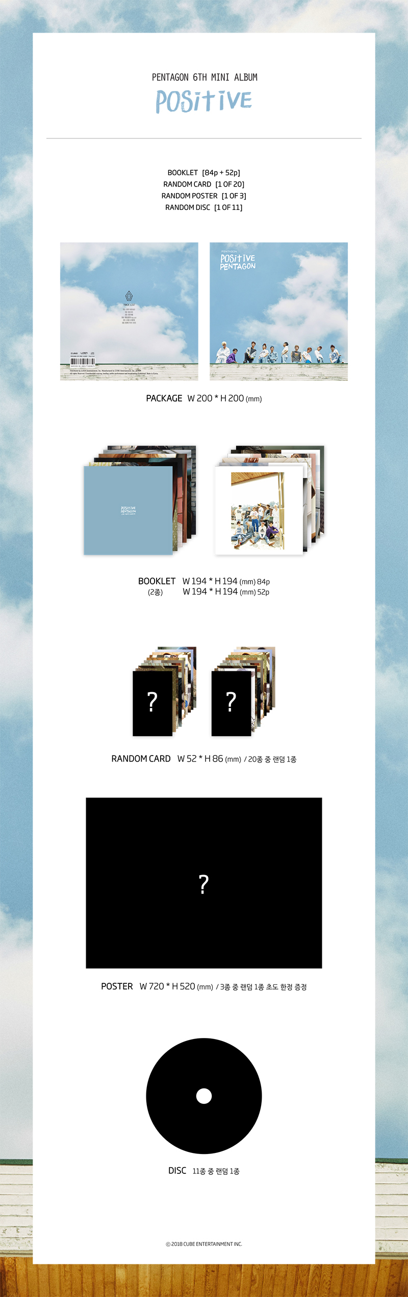 6th Mini Album CD+Photobook+Photocard+Poster NEW POSITIVE PENTAGON